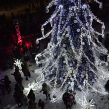 Palangoje pasklido kalėdinė nuotaika – kurortas įžiebė įspūdingą žaliaskarę