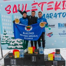 Maratonuose dalyvaujantis pareigūnas G. Gaulius bėgioja ir per pietų pertraukas