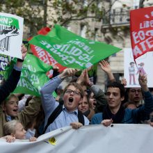 Paryžiuje protestuota prieš pagalbinio apvaisinimo galimybę vienišoms moterims