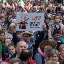 Paryžiuje protestuota prieš pagalbinio apvaisinimo galimybę vienišoms moterims