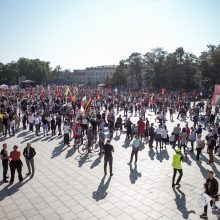 Opozicija įvertino per mitingą sustiprintą Seimo apsaugą: iki ko turėjome nusiristi