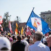 Opozicija įvertino per mitingą sustiprintą Seimo apsaugą: iki ko turėjome nusiristi