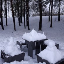 Pasigrožėkite: Draugystės parką puošia ir besmegeniai, ir sniego tvirtovės