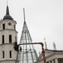 Vilniuje pradėta statyti Kalėdų eglė, papuošimai nušvies ir kitas sostinės centrines dalis