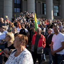 Žydų atstovai, I. Šimonytė pasmerkė Holokausto simbolikos naudojimą mitinge prie Seimo