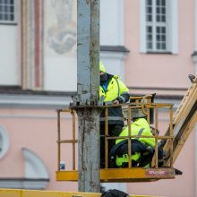 Į viršų stiebiasi Kauno kalėdinės eglutės karkasas: netrukus atkeliaus ir dekoracijos