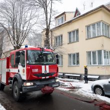 Aliarmas Trakų gatvėje: užkūrus retai naudojamą židinį, daugiabučio kaminas ėmė spjaudytis ugnimi