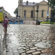 Po gausaus lietaus Kaune – apsemtas Senamiestis