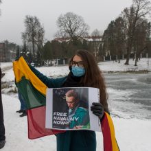 Po A. Navalno sulaikymo – piketas prie Rusijos ambasados Vilniuje 