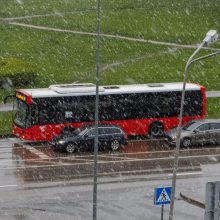 Žiemiškas pirmadienis: nuo kelio slydo automobiliai, virto medžiai 