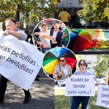 LGBTQ atstovų proteste – ir skambūs pareiškimai: „Geras pedofilas – miręs pedofilas“