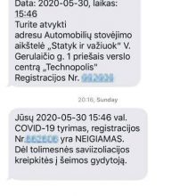 Apie kilusį šurmulį: žmonės išsitirti dėl koronaviruso SMS žinutėmis nekviečiami