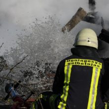 Ukmergės rajone atvira liepsna degė namas: gesindamas gaisrą apdegė vyras