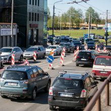 Prieš Kauno pilies žiedinės sankryžos rekonstrukciją vairuotojus jau pasitiko spūstys