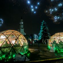 Į Rotušės aikštę buvo įleidžiami ne visi, tačiau žmonės vis tiek rinkosi prie tvorų