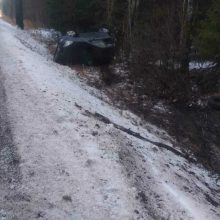 Kretingos rajone moters vairuojamas automobilis su vaikais trenkėsi į medį