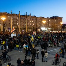 Atsiliepę į V. Zelenskio kvietimą paremti Ukrainą, Vilniuje susirinko apie 4 tūkst. žmonių 