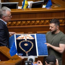 V. Zelenskis dėkojo Lietuvos prezidentui ir lietuviams už pagalbą: tai rodo mūsų artumą