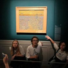 Klimato aktyvistai Romoje apipylė žirnių sriuba V. van Gogho paveikslą