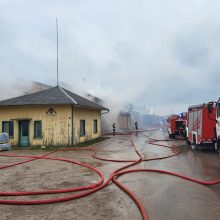 Kretingoje medienos įmonėje kilo gaisras, gyventojai perspėti dėl taršos