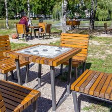 Vandalams Kalniečių parke panižo rankos: suniokojo šachmatų stalelį