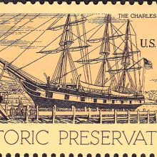 Numizmatika: laivas „Charles W. Morgan“ pavaizduotas ant pašto ženklo.