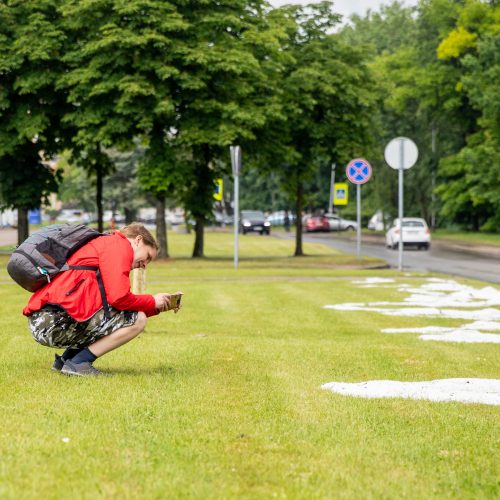 Liūtis ir kruša Kaune  © Feisbuko grupės „Orų entuziastai“, „Kauno dienos“ skaitytojų, Justinos Lasauskaitės nuotr.