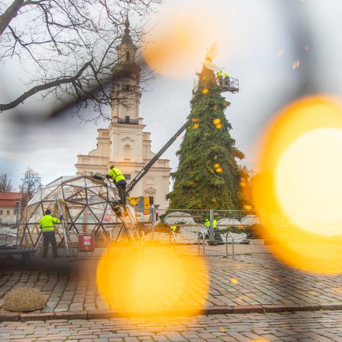 Pasirengimas Kalėdoms Rotušės aikštėje įgauna pagreitį  © Regimanto Zakšensko nuotr.