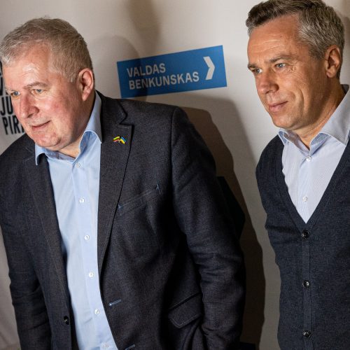 V. Benkunskas švenčia pergalę mero rinkimuose  © P. Peleckio/BNS nuotr.