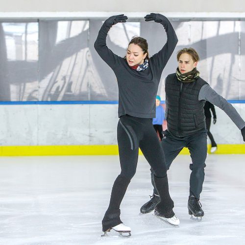 Šokių ant ledo olimpiečių treniruotė Kaune  © Evaldo Šemioto nuotr.