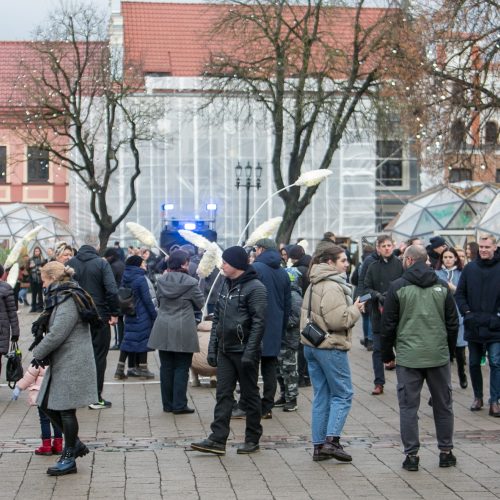 Sekmadienio dieną kauniečiai apžiūrinėja Kalėdų eglę  © Vilmanto Raupelio nuotr.