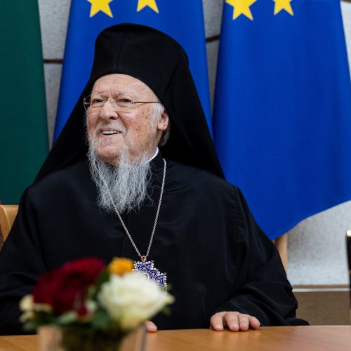 I. Šimonytė susitiko su Konstantinopolio patriarchu Baltramiejumi I  © P. Peleckio / BNS nuotr.