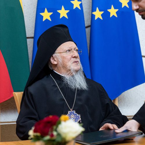 I. Šimonytė susitiko su Konstantinopolio patriarchu Baltramiejumi I  © P. Peleckio / BNS nuotr.