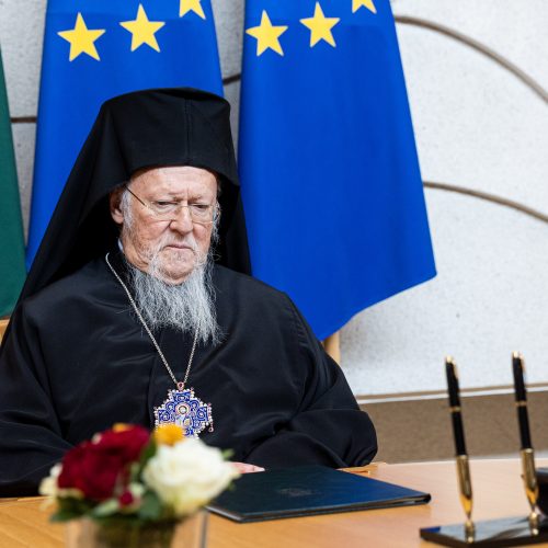 I. Šimonytė susitiko su Konstantinopolio patriarchu Baltramiejumi I  © P. Peleckio / BNS nuotr.