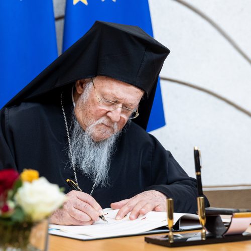 I. Šimonytė susitiko su Konstantinopolio patriarchu Baltramiejumi I  © P. Peleckio / BNS nuotr.