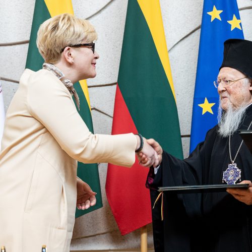 I. Šimonytė susitiko su Konstantinopolio patriarchu Baltramiejumi I  © P. Peleckio / BNS nuotr.