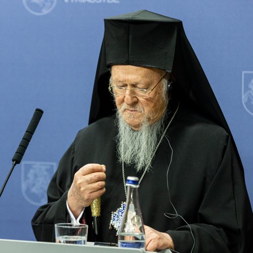 I. Šimonytė susitiko su Konstantinopolio patriarchu Baltramiejumi I  © P. Peleckio / BNS nuotr.