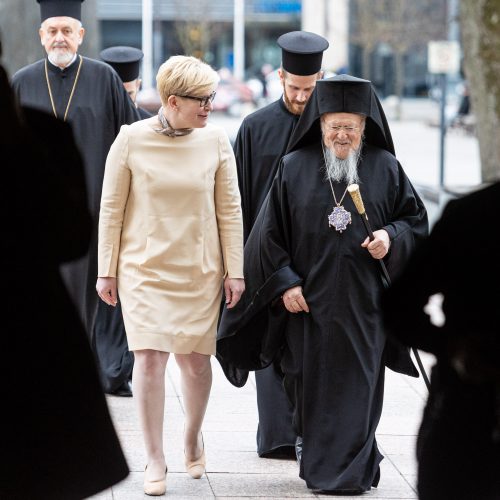 I. Šimonytė susitiko su Konstantinopolio patriarchu Baltramiejumi I  © P. Peleckio / BNS nuotr.