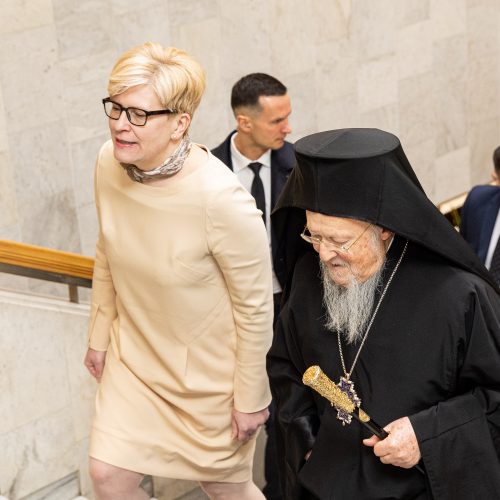 I. Šimonytė susitiko su Konstantinopolio patriarchu Baltramiejumi I  © P. Peleckio / BNS nuotr.