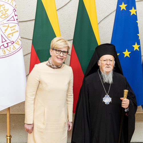 I. Šimonytė susitiko su Konstantinopolio patriarchu Baltramiejumi I  © P. Peleckio / BNS nuotr.