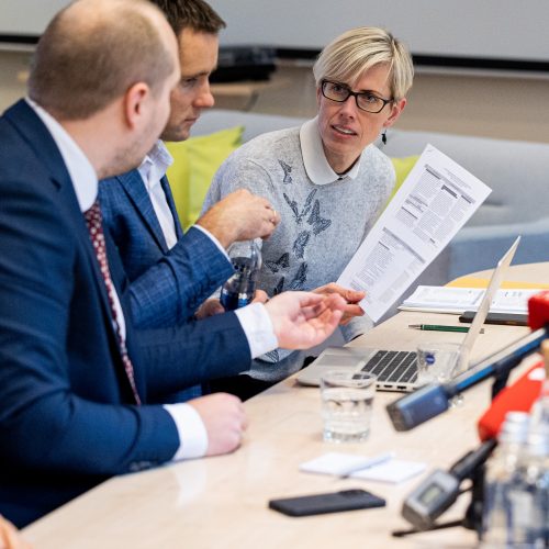 Švietimo darbuotojų profesinės sąjungos atstovų ir ministro susitikimas  © P. Peleckio / BNS nuotr.