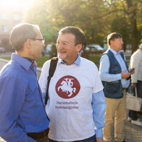 Protestas „Stabdykime gyvenimo įgūdžių ugdymo programą: NE ideologijai švietime!“  © S. Lisausko / BNS nuotr.