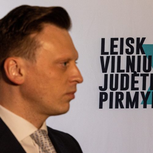 V. Benkunskas švenčia pergalę mero rinkimuose  © P. Peleckio/BNS nuotr.