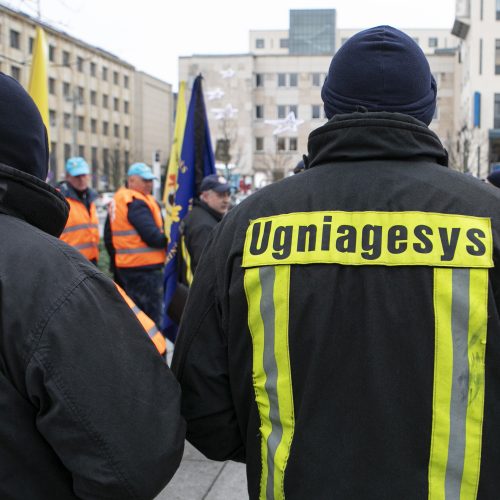 Ugniagesių mitingas V. Kudirkos aikštėje  © P. Peleckio / Fotobanko nuotr.