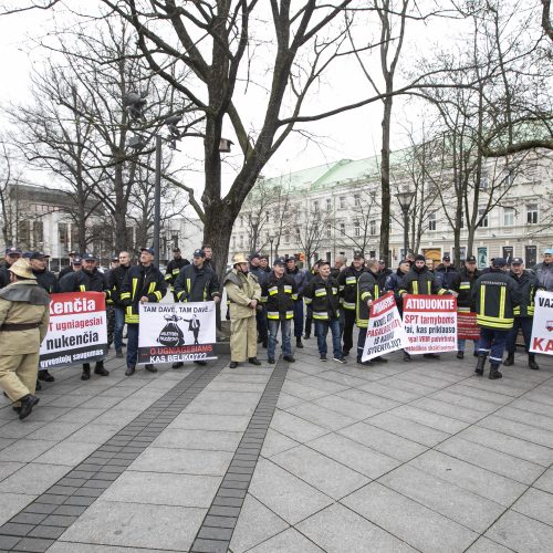 Ugniagesių mitingas V. Kudirkos aikštėje  © P. Peleckio / Fotobanko nuotr.