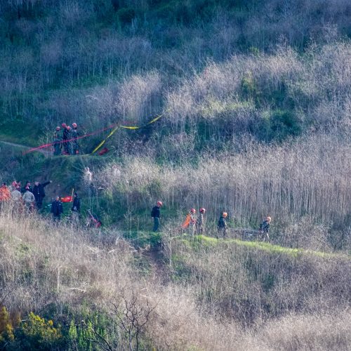 Vieta, kur sudužo legendinio krepšininko K. Bryanto sraigtasparnis  © Scanpix nuotr.