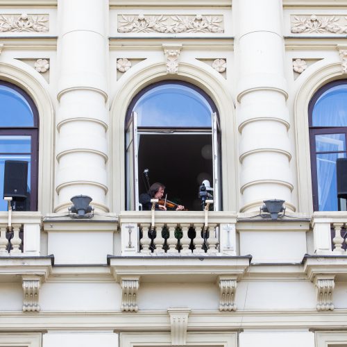 Smuikininko S. Krylovo muzikinė akcija  © I. Gelūno/Fotobanko nuotr.