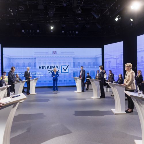 Kandidatų į prezidentus debatai 2024  © I. Gelūno/BNS nuotr.