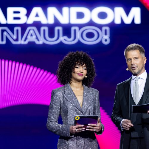 Nacionalinės „Eurovizijos“ atrankos „Pabandom iš naujo“ antrojo pusfinalio filmavimas  © Ž.Gedvilos/BNS nuotr.
