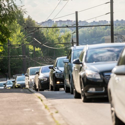 Automobilių spūstys Kaune  © Justinos Lasauskaitės nuotr.